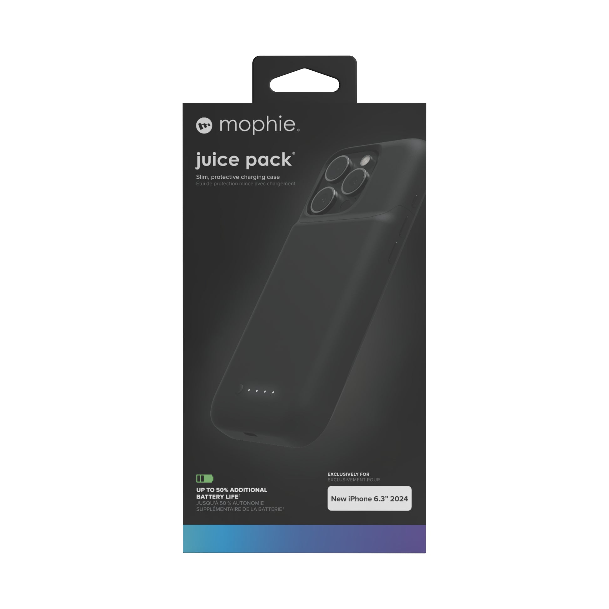 mophie Juice Pack – Power-Case (mit Akku) – für Apple iPhone 16 Pro, Kunststoff, Schwarz, 3600 mAh