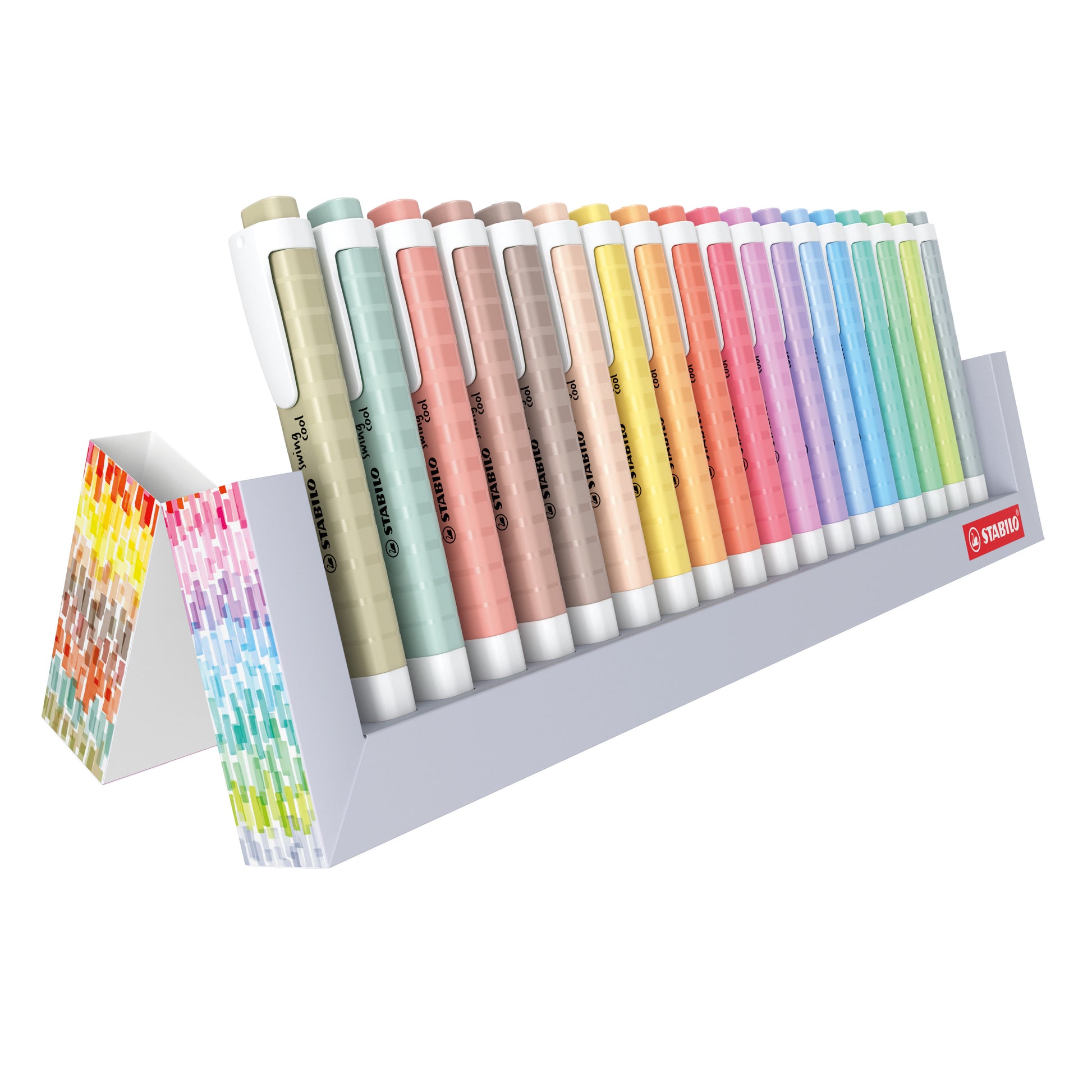 STABILO Swing Cool Textmarker – Desktop Set, 18 Stück, Farben sortiert, Keilspitze 1–4 mm