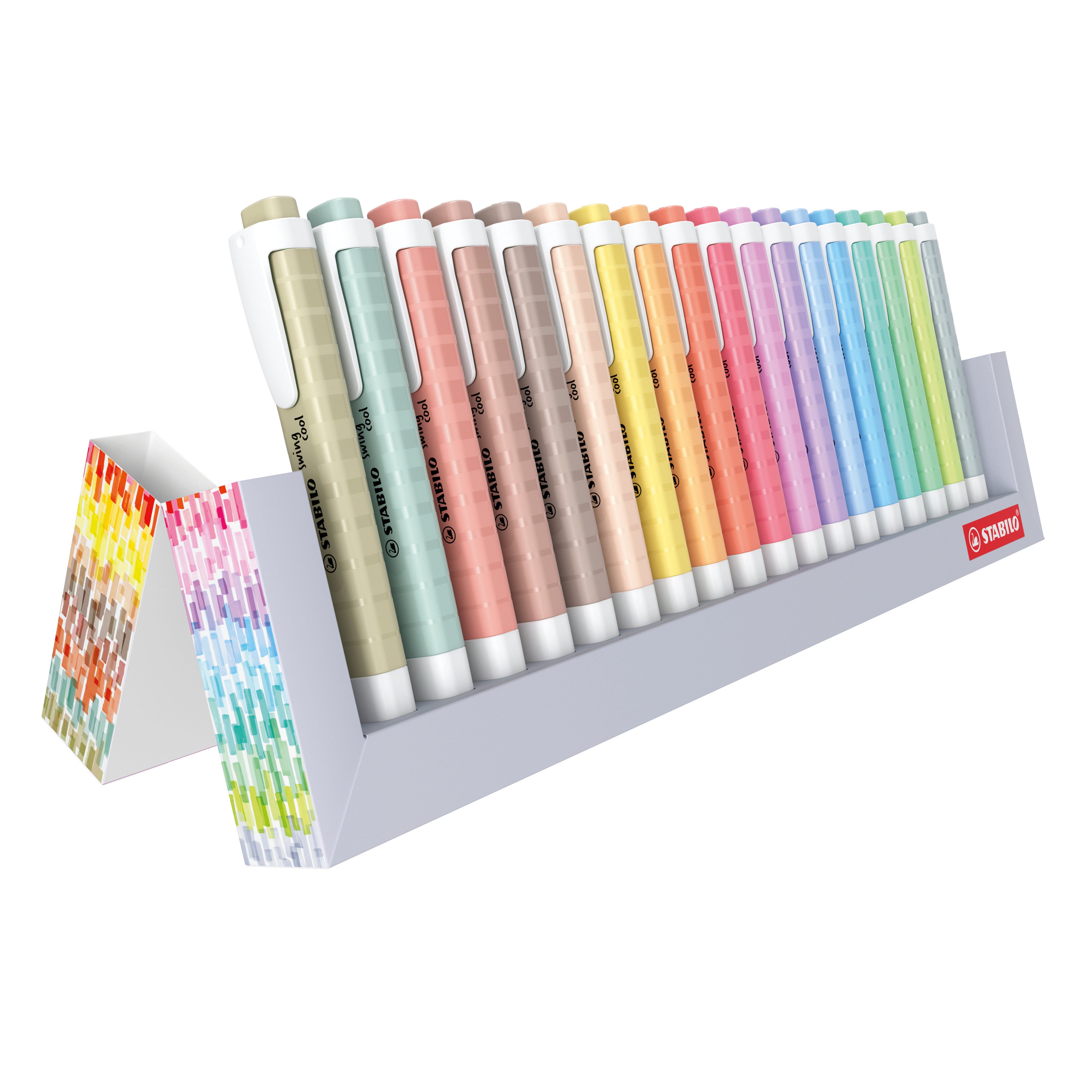 STABILO Swing Cool Textmarker – Desktop Set, 18 Stück, Farben sortiert, Keilspitze 1–4 mm