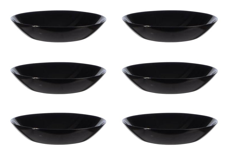 Arcoroc Suppen- & Pastateller Evolution – 6er Set, Ø 20,0 cm, Glas, Schwarz, spülmaschinenfest