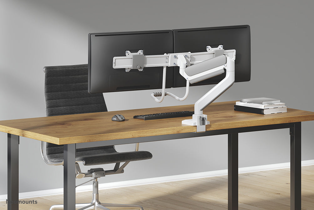 Neomounts DS75-450WH2 – Monitorarm, Dual, Tischklemme, bis 32", VESA 75 × 75/100 × 100 mm, 8 kg, weiss