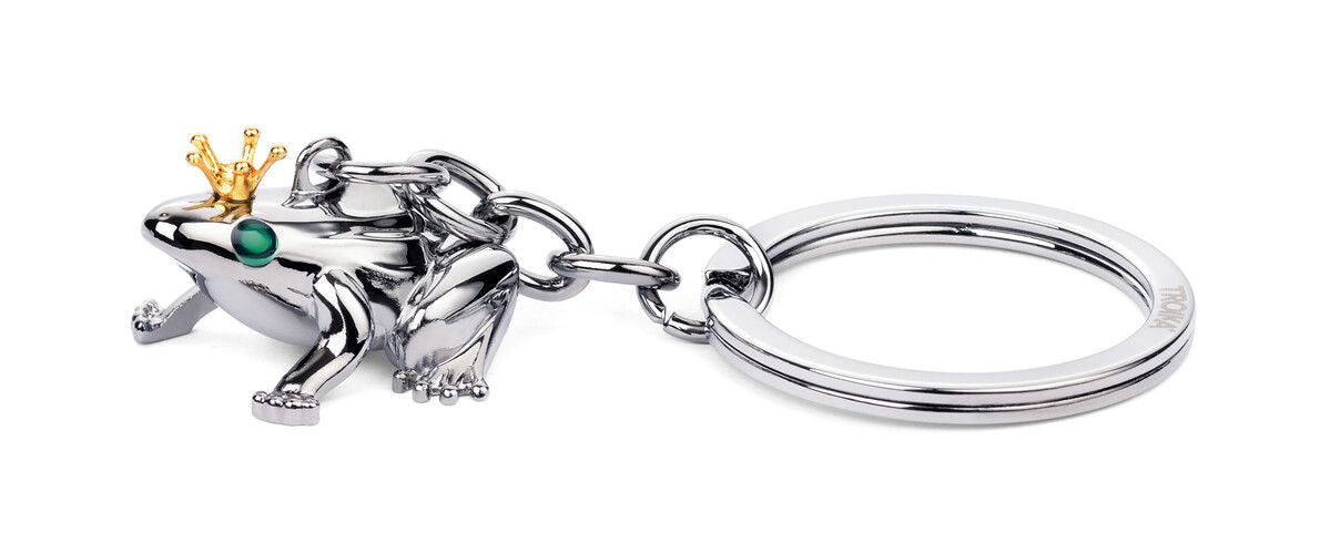 TROIKA Schlüsselanhänger Froschkönig – Metall, Silber, 35 × 78 × 20 mm
