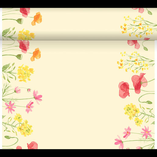 Duni Tischläufer auf Rolle – 40 cm×24 m, Papier (Dunicel), Mohnfeld, FSC