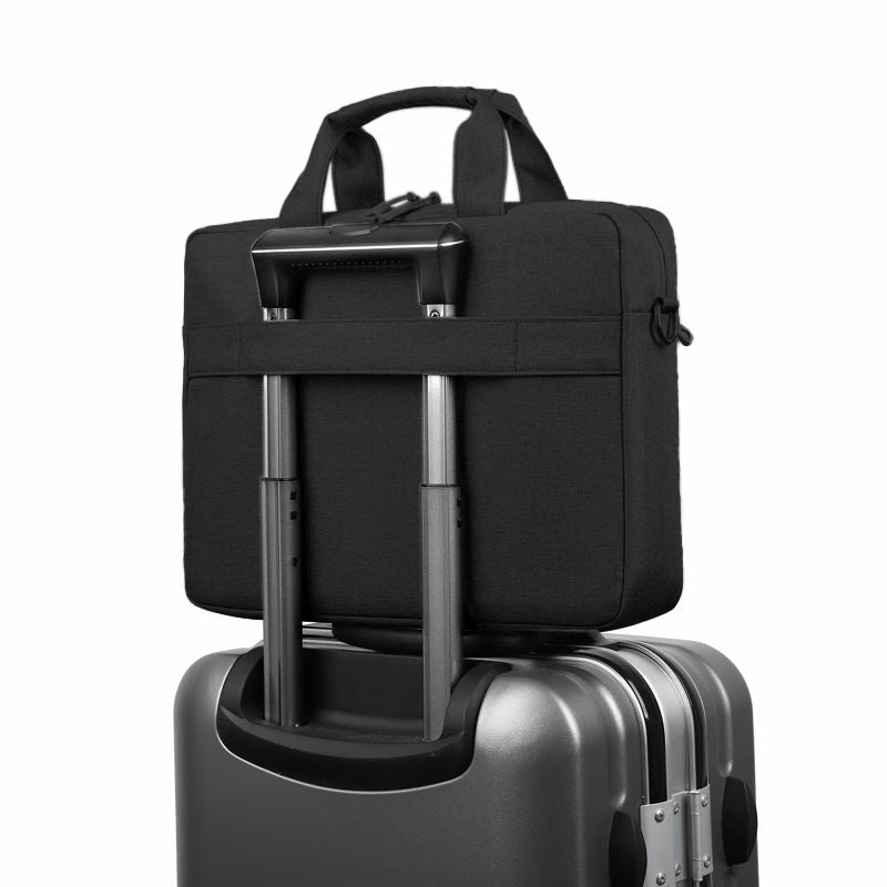 eSTUFF Notebook-Tasche für Geräte bis 14,1" – Toploader, Trolley-Haltegurt – Schwarz