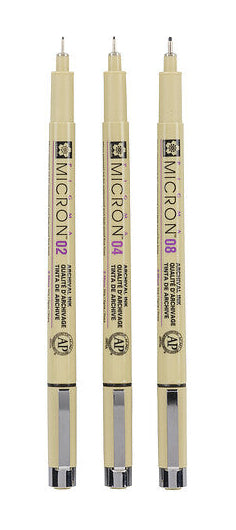 Sakura Pigma Micron Fineliner – 3er-Set – schwarz – wasserfest