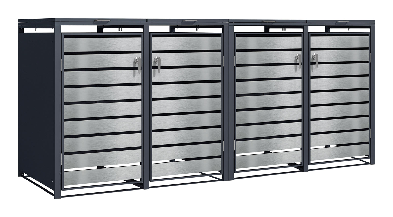 Phoenix Safe Co. Müllcontainer GB4426ASK – Stahl – Anthrazit/Silber – 4-türig, Soft-Close – 264 × 80 × 116 cm