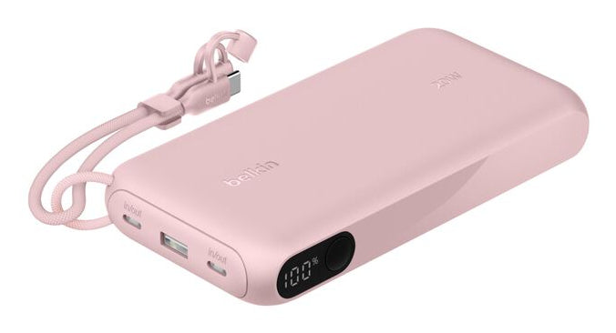 Belkin Powerbank 20000 mAh, PD 20 W, mit Display, Pink