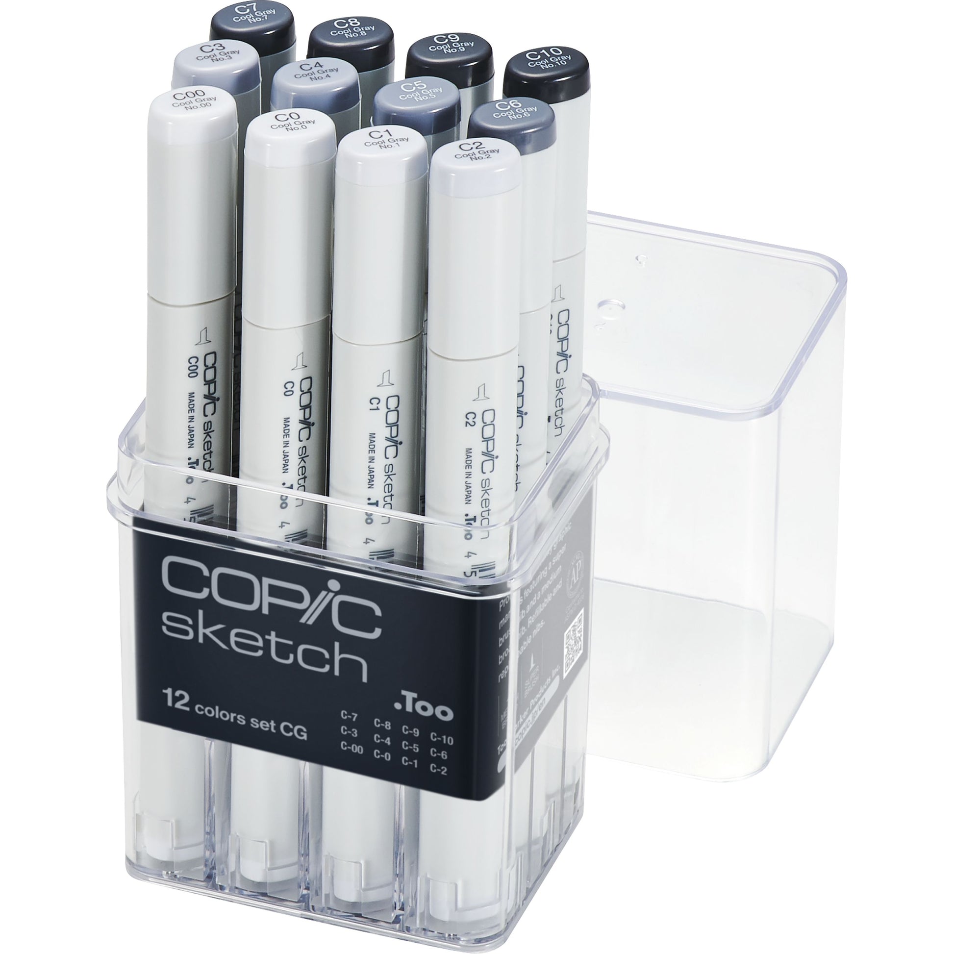 Copic Sketch Doppelfasermaler – Duo-Spitze Meisselspitze/Pinselspitze, 12er Set