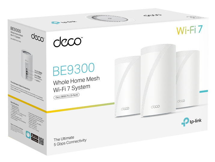 TP-Link Deco BE65 Pro (BE9300) – Access Point – Wi‑Fi 7 (2,4/5/6 GHz), 11,0 Gbit/s, 2×5GbE, 1×2,5GbE