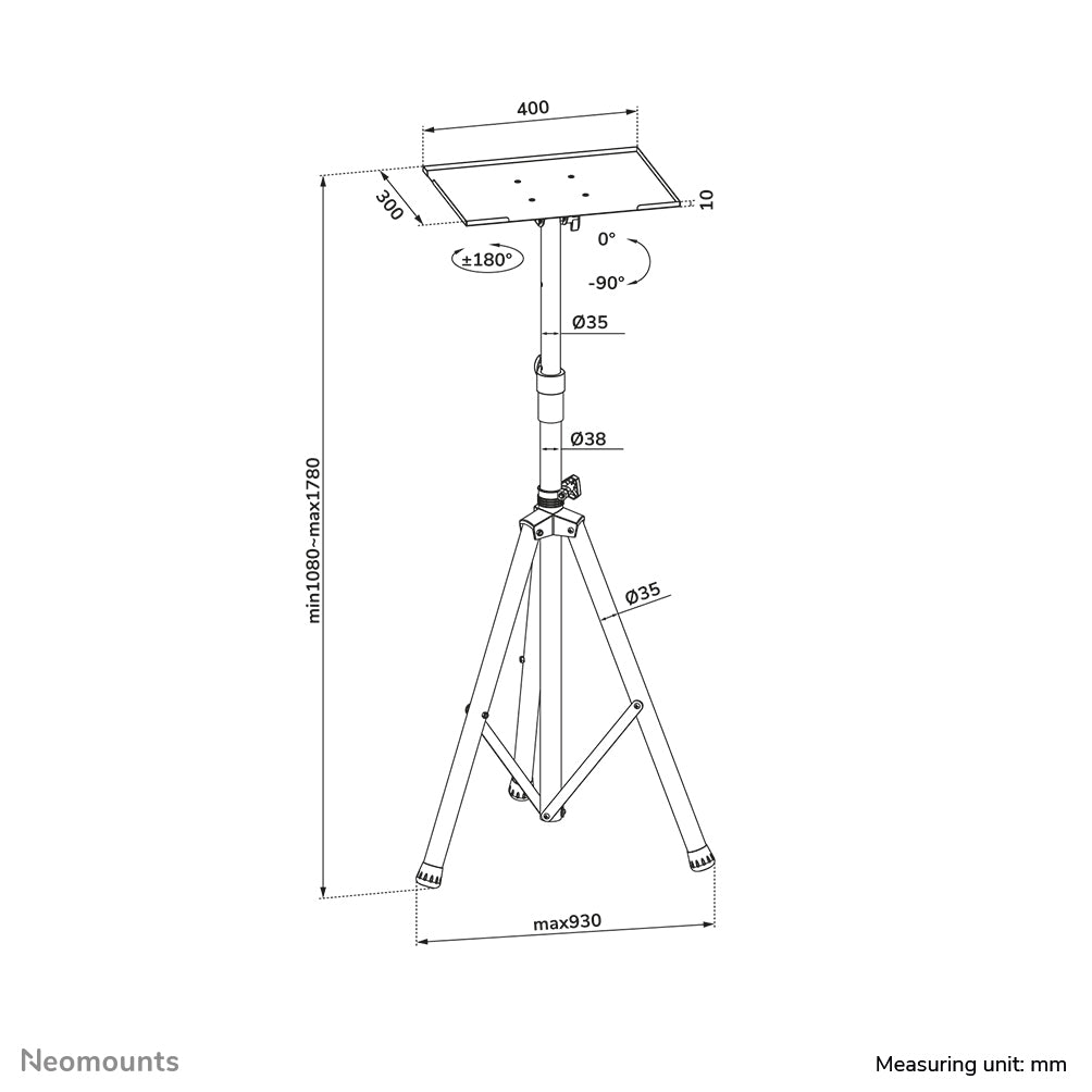 Neomounts Displayständer, höhenverstellbar, bis 17", schwarz