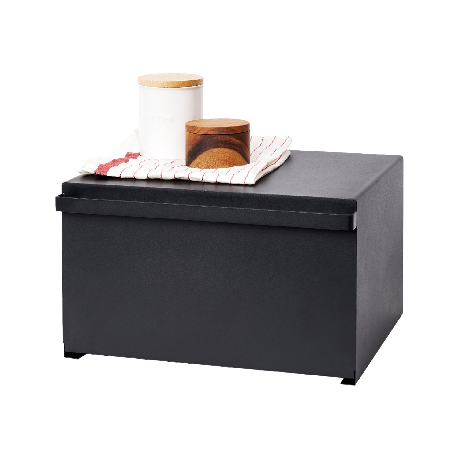 Yamazaki Brotkasten 27 l, 34,5 × 40 × 24 cm, Edelstahl/Silikon, Schwarz