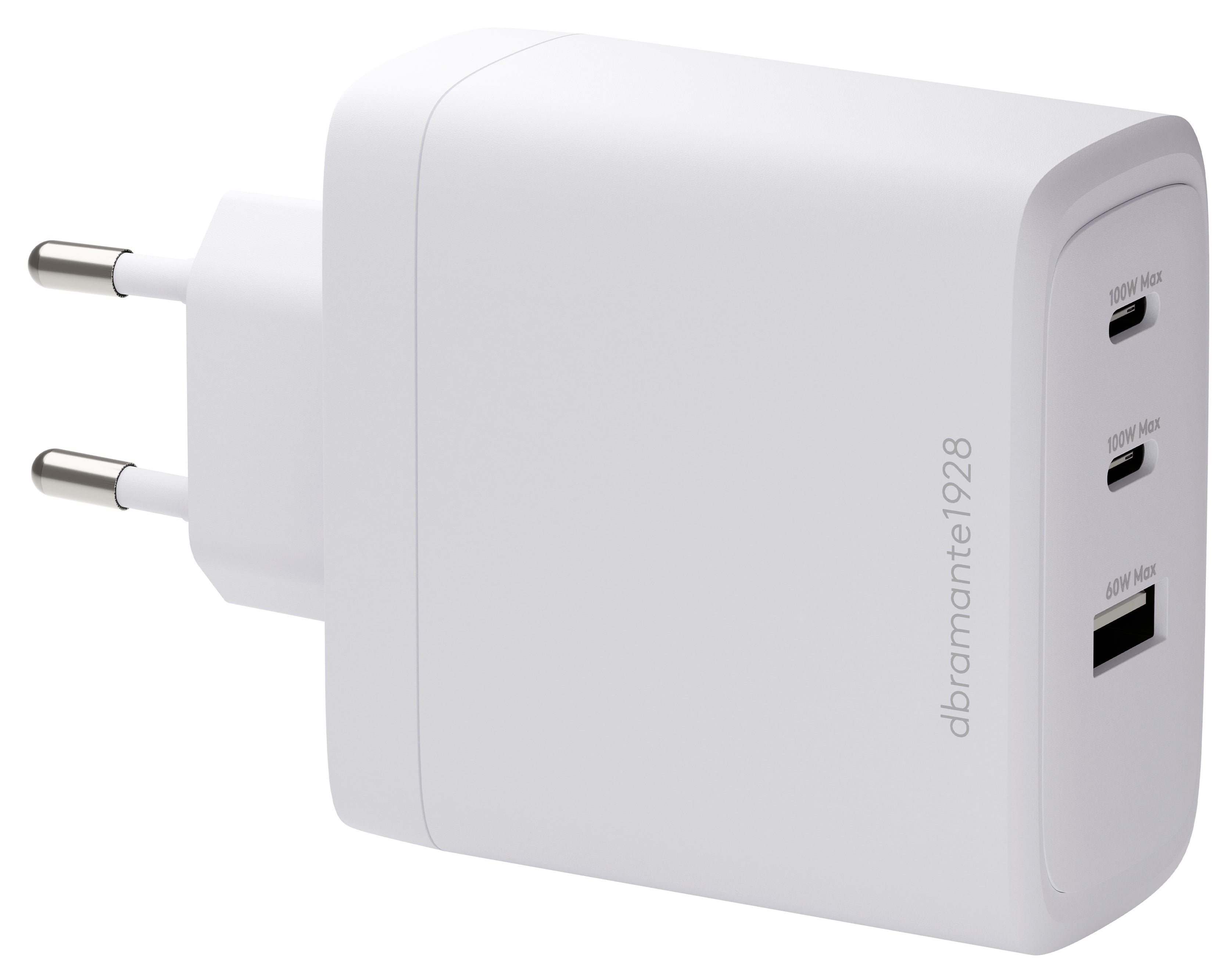 dbramante1928 CI10EUBL7233 USB-Ladegerät 100 W – USB-C×2, USB-A×1 – für Laptops, Smartphones, Tablets – Weiss
