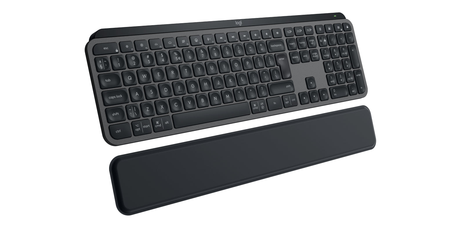 Logitech MX KEYS S – Tastatur, US-Layout (EN), mit Handballenauflage, Graphit