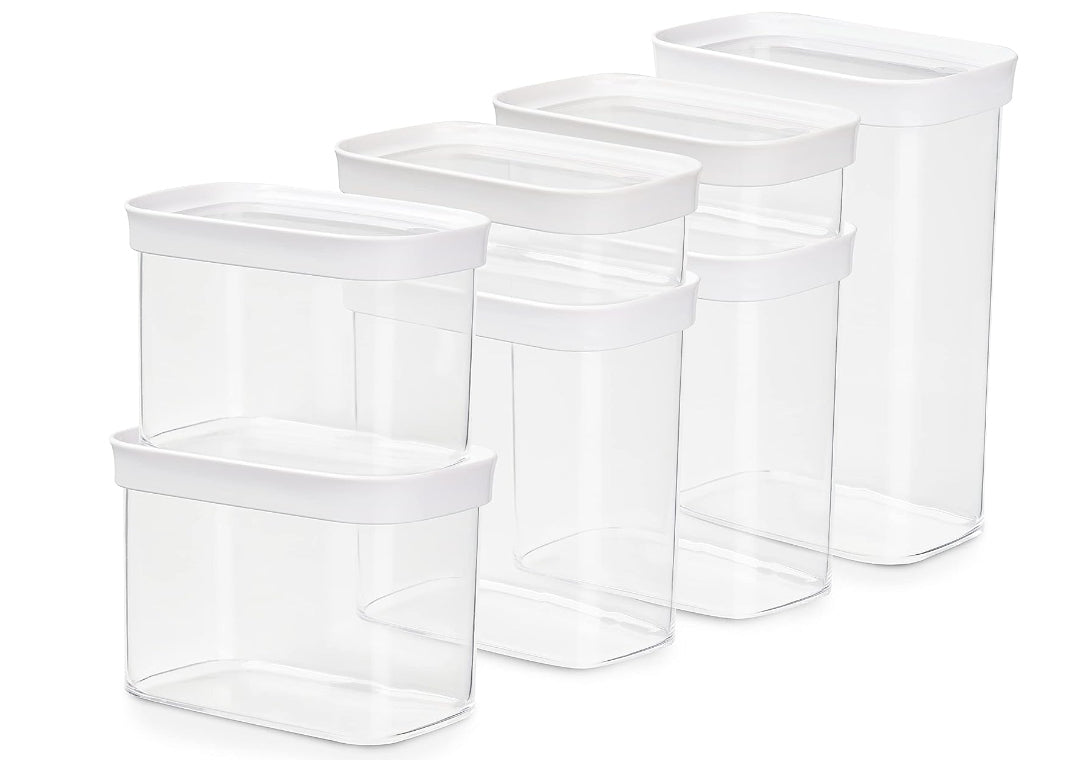 EMSA Vorratsdose 8,3 l, 9,9 × 16 × 23 cm, Kunststoff, 7-teilig, transparent/weiss