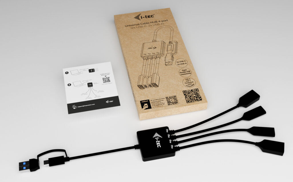 i-tec USB-Hub – USB-C/USB-A, 2× USB-A, 2× USB-C, für Windows/Mac/ChromeOS