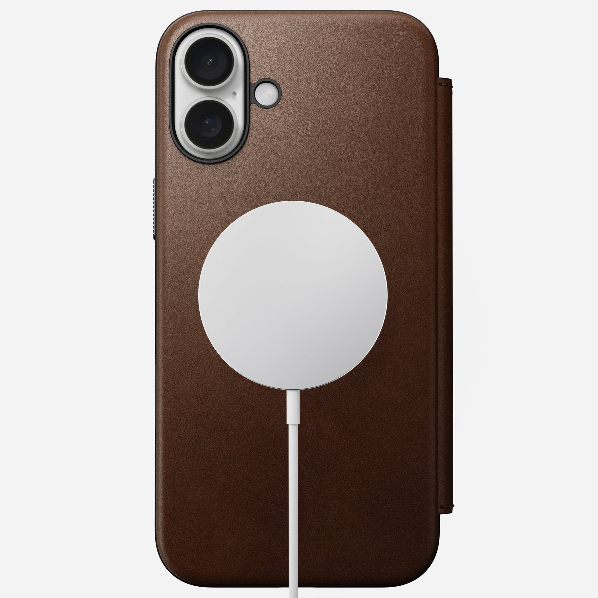 Nomad Booklet-Hülle – für Apple iPhone 16 Plus – Braun – Leder – MagSafe-kompatibel, mit Kartenfach