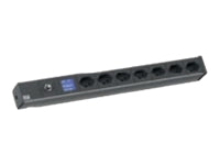 Bachmann BN0500 Steckdosenleiste 19" 1HE – T13×7 (90°), CH-Stecker (T23, 16A), Kabel 3,0 m – Schwarz