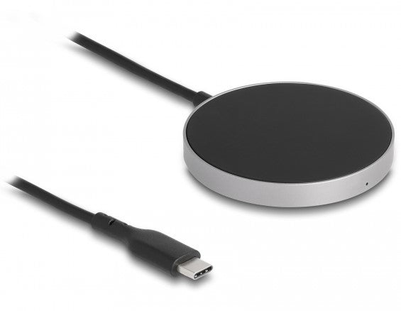DeLOCK Kabelloses Ladepad 15 W – Qi, Schnellladung – für Smartphone, Smartwatch – Schwarz