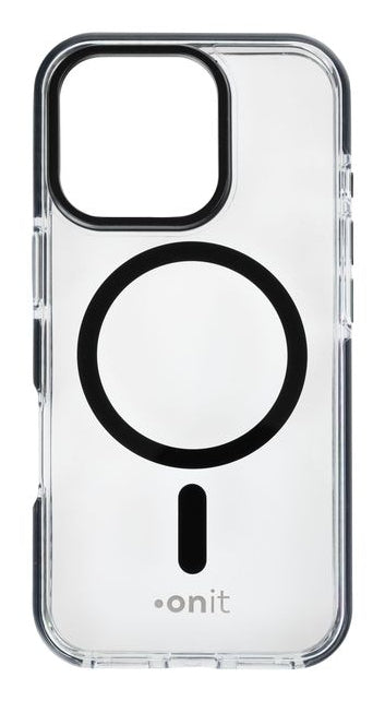 ONIT Backcover – für Apple iPhone 16 Pro, MagSafe, PC+TPE+TPU, Schwarz/Transparent, bis 3 m sturzsicher