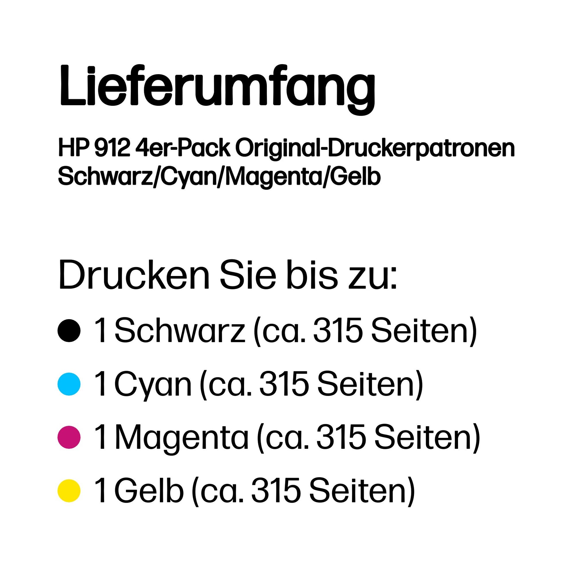 HP 912 Tintenpatronen-Multipack, Schwarz/Cyan/Magenta/Gelb (Original) – für OfficeJet/OfficeJet Pro …