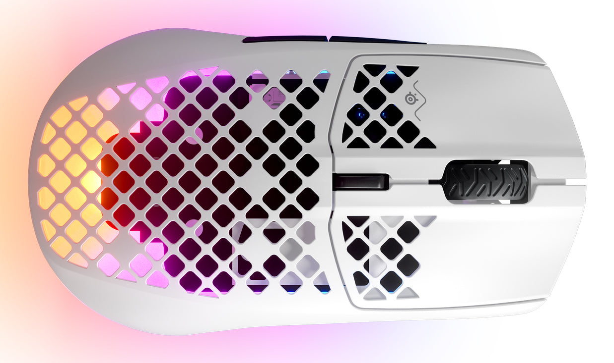 Steelseries Aerox 3 Gaming-Maus – kabellos, 1'000 Hz, 6 Tasten, für Rechtshänder, RGB-Beleuchtung, weiss