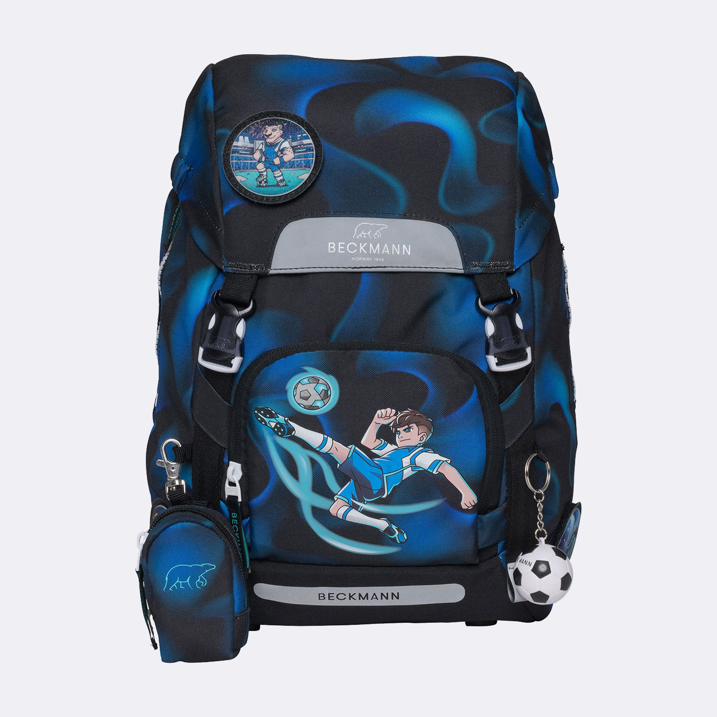Beckmann Classic – Schulrucksack-Set 6-teilig, Fussball, 22 l, 24×37×25 cm