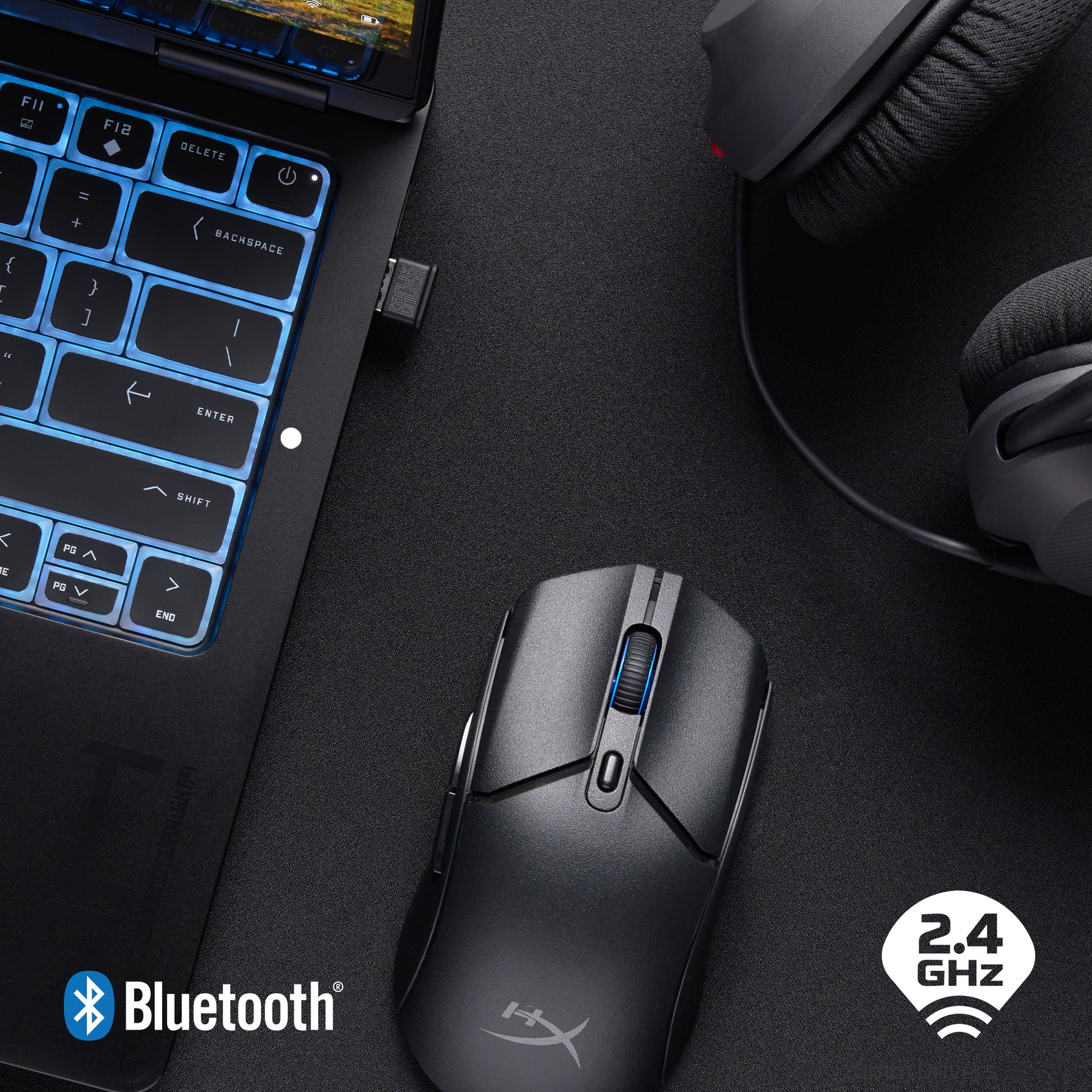 HyperX Pulsefire Haste 2 Core Gaming-Maus – kabellos, 6 Tasten, für Rechtshänder, Beleuchtung, weiss