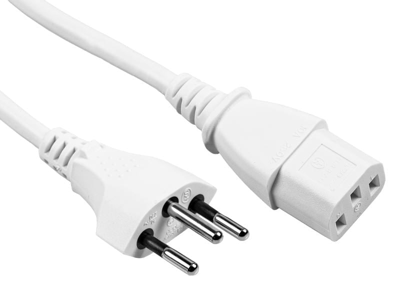 Furber. Netzkabel – T12–IEC C13, 0,2 m, 10 A, weiss