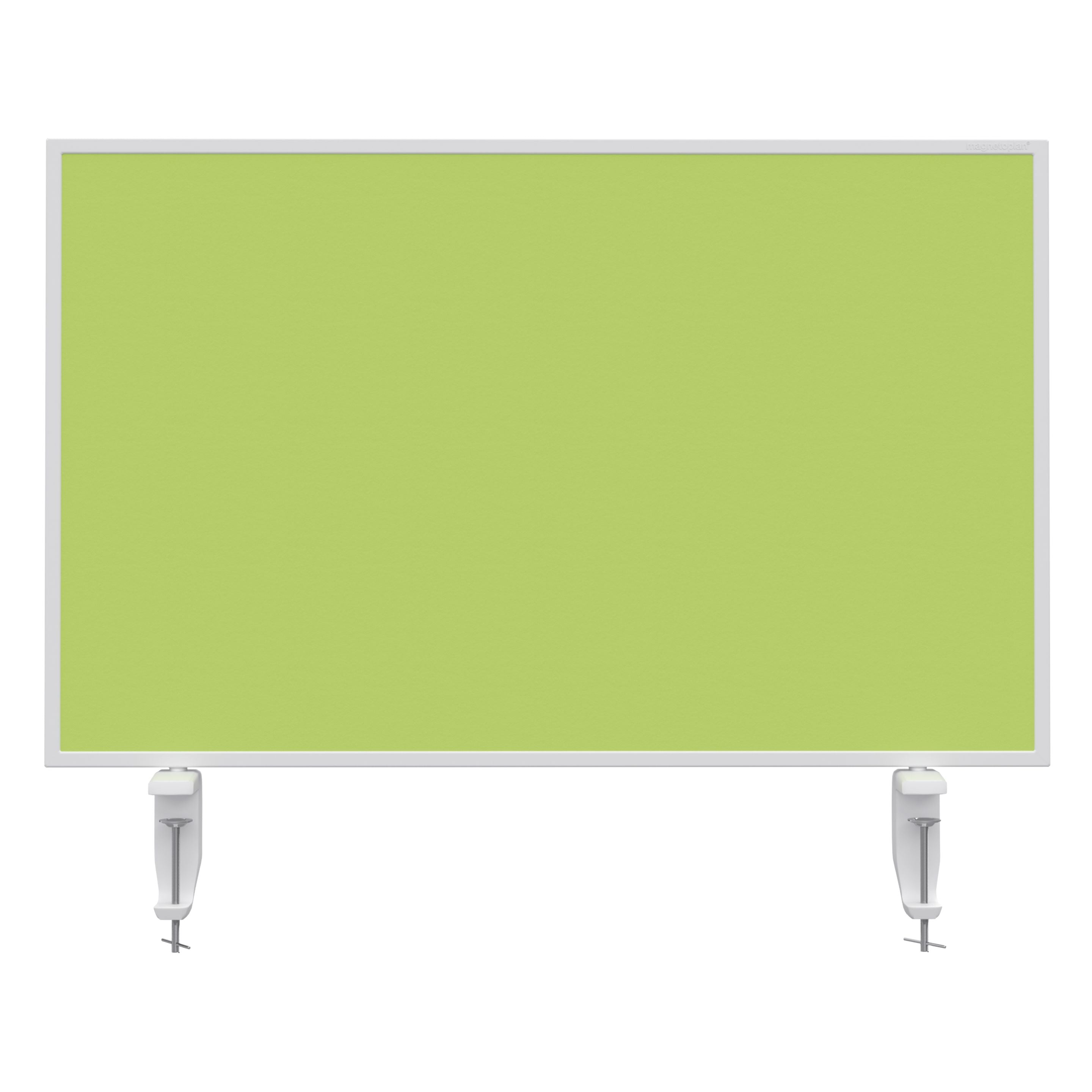 Magnetoplan Tischtrennwand VarioPin – 800 × 500 mm – doppelseitig (Whiteboard/Filz) – grün – mit Tischklemme