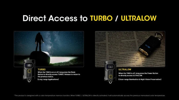 Nitecore Taschenlampe TINI3 – 600 lm, 90 m, IP54, Akku, USB, 5 Stufen – Schwarz