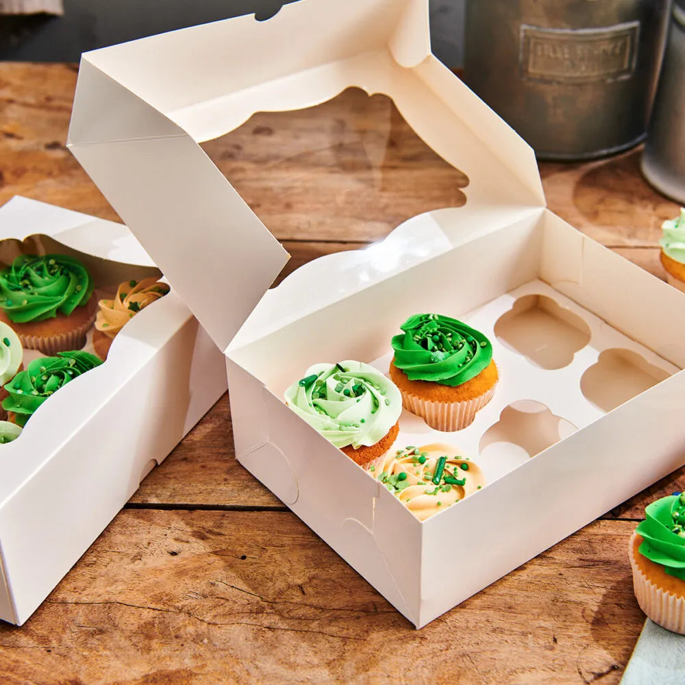 FunCakes Cupcake-Box – für 6 Cupcakes, 165 × 240 × 75 mm, weiss – 3 Stk.
