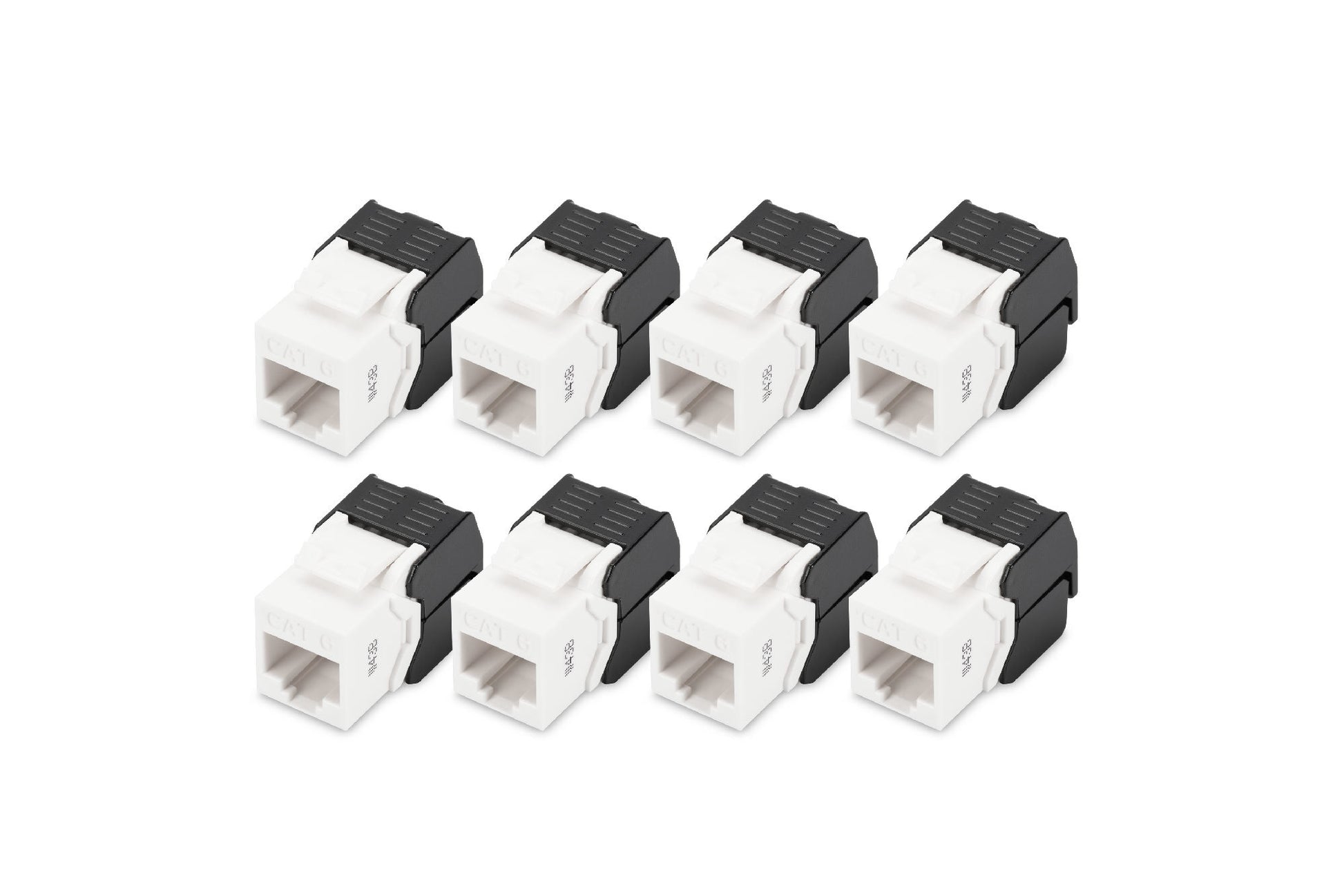 Digitus Keystone-Modul Cat6 – ungeschirmt, RJ-45, LSA, flach, schwarz/weiss, 8er-Pack