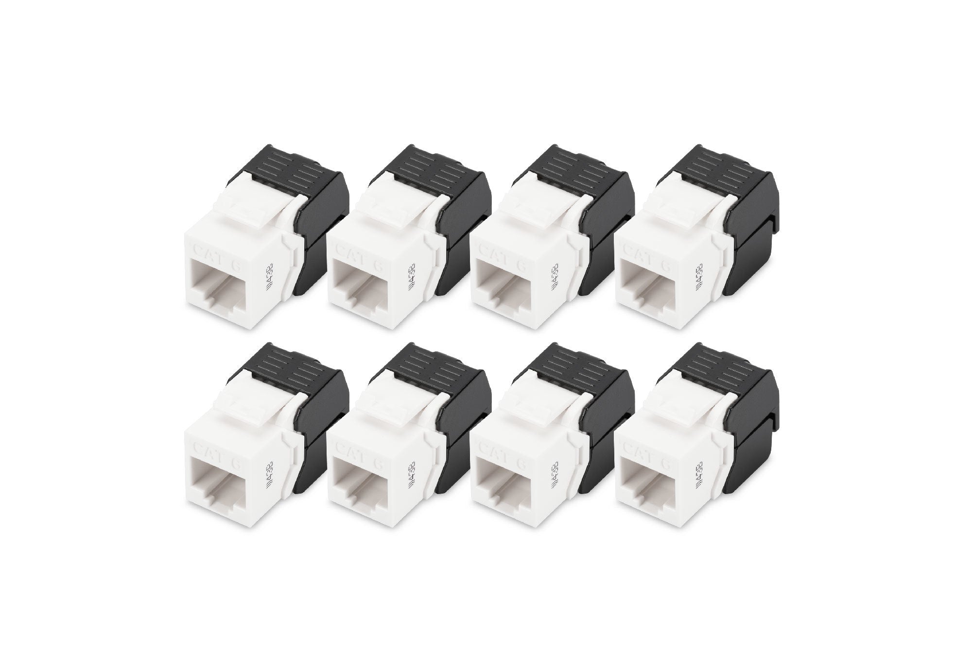 Digitus Keystone-Modul Cat6 – ungeschirmt, RJ-45, LSA, flach, schwarz/weiss, 8er-Pack