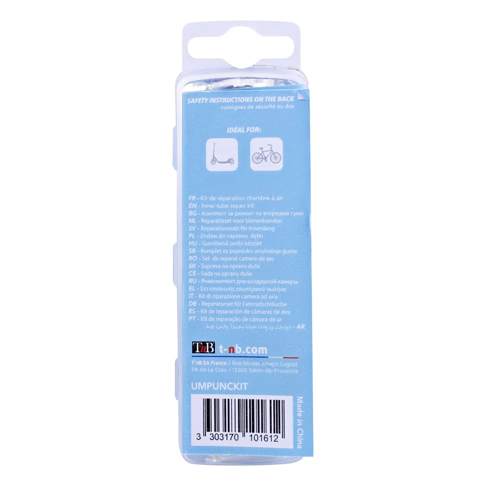 T'nB Reifenreparaturset – 2× Reifenheber, 9× Flicken, Raspel & 5 ml Klebstoff – für E-Bike