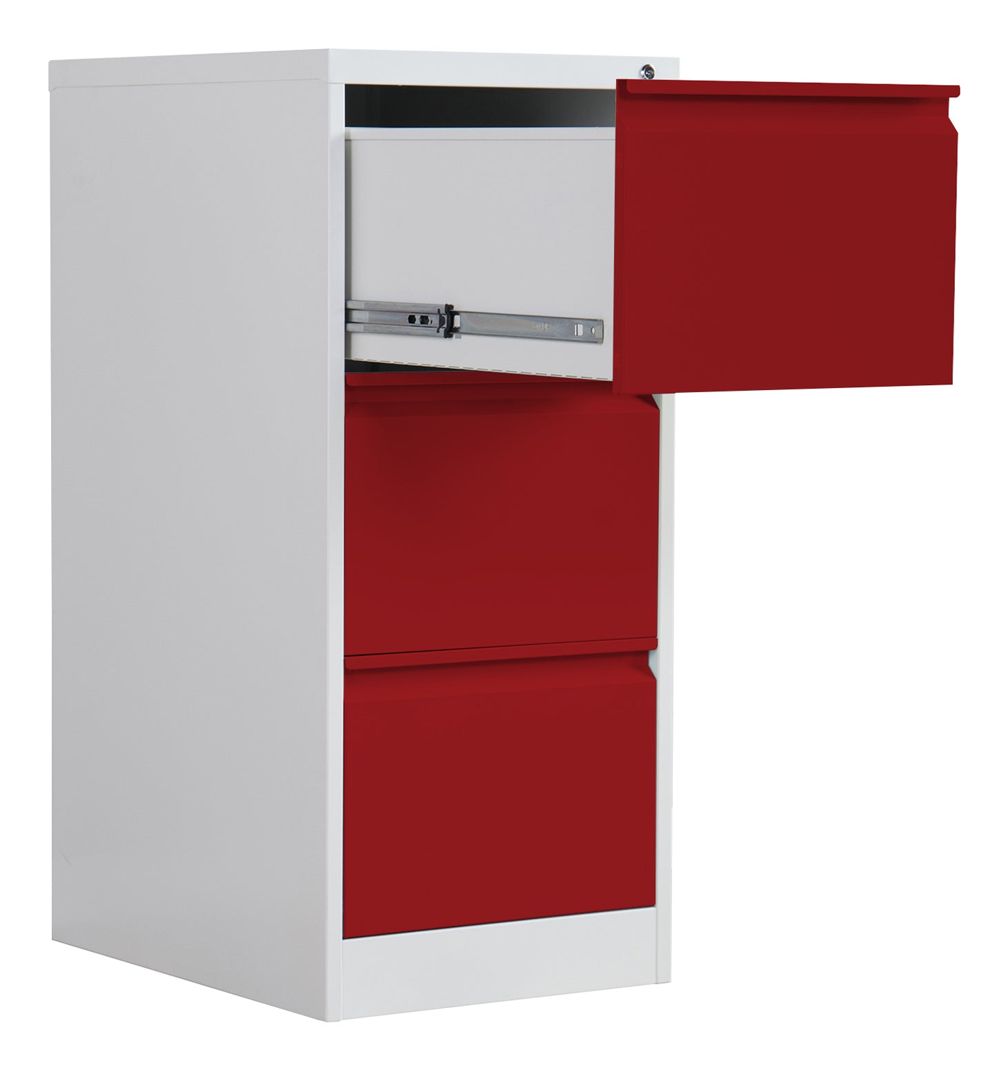 Phoenix Safe Co. FC1003GRK – Aktenschrank, 3 Schubladen, abschliessbar, 450 × 620 × 1025 mm, Grau/Rot, Stahl