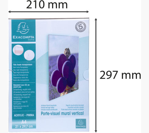 Exacompta Wandsichttasche – für A4 – 1 Fach – Wandmontage (Löcher, Klebestreifen) – transparent