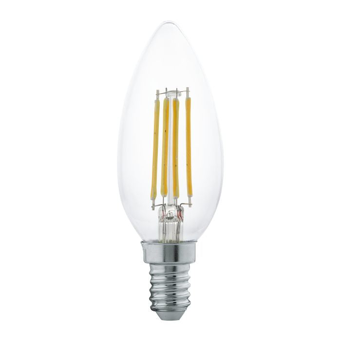 EGLO LED-Leuchtmittel E14 Kerze – 350 lm, 4 W, Warmweiss 2700 K – 1 Stk., Transparent, Glas