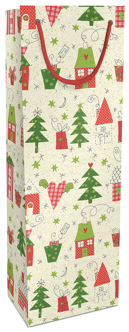 Braun + Company Geschenkbox – Bullerbü, Weihnachten – Flaschentüte – für Flaschen – 120 × 360 × 100 mm