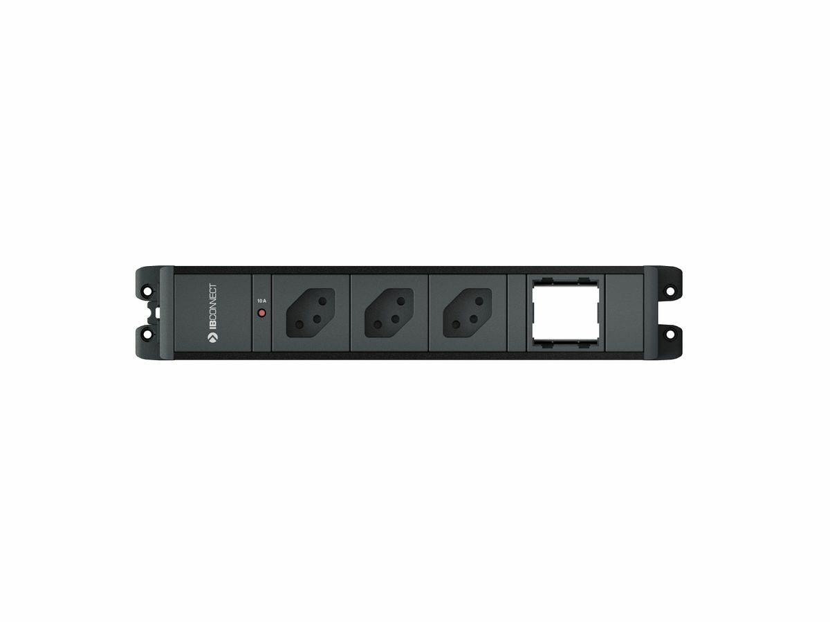 Max Hauri AG CUBO Tischsteckdosenleiste, 3×T13, Tisch/Bank, 328,4×54×54 mm – Schwarz
