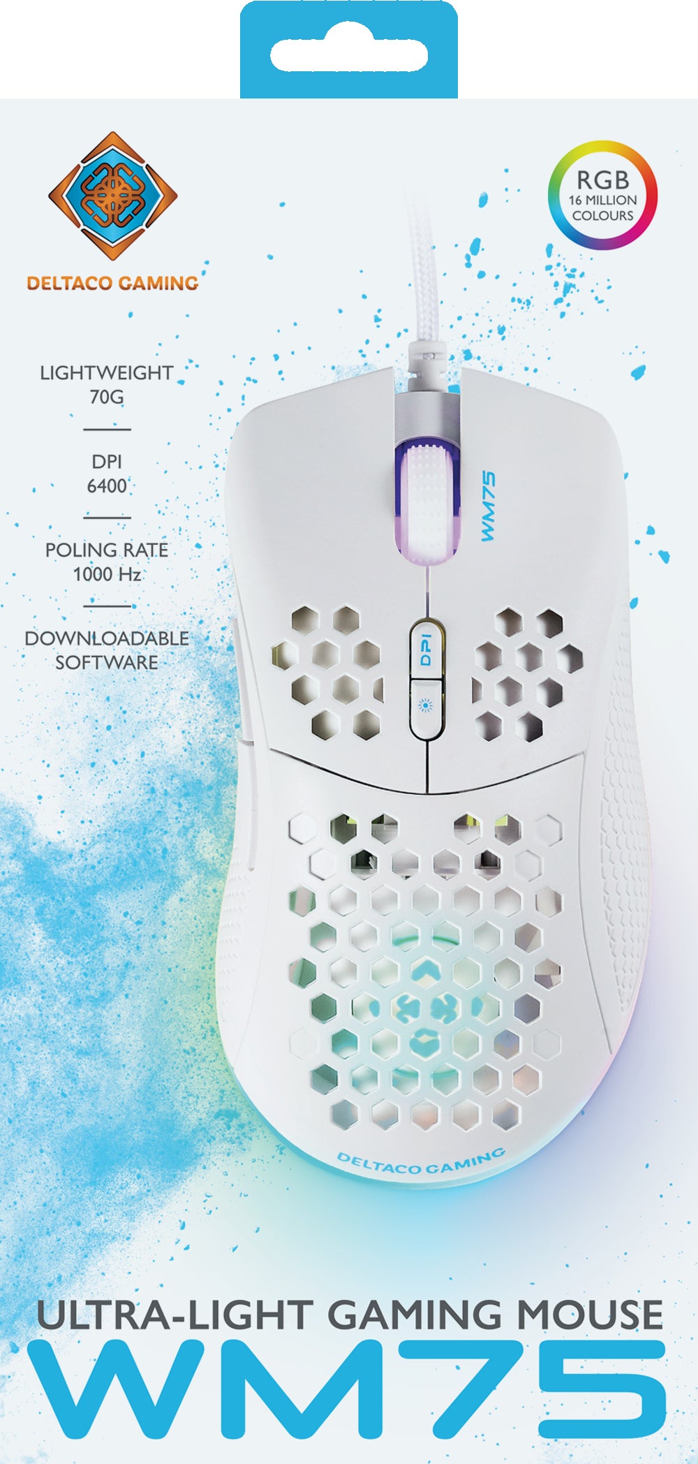 Deltaco Gaming GAM-108-W – Gaming-Maus – Kabelgebunden (USB-A), 6400 DPI, RGB-Beleuchtung, rechts