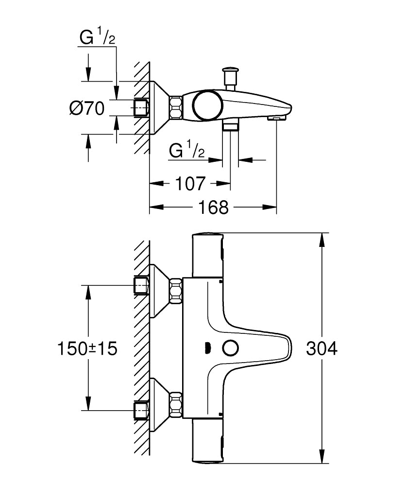 GROHE Thermostat Start – 30,4×16,8×7 cm, Kunststoff, Aufputz, Schwarz
