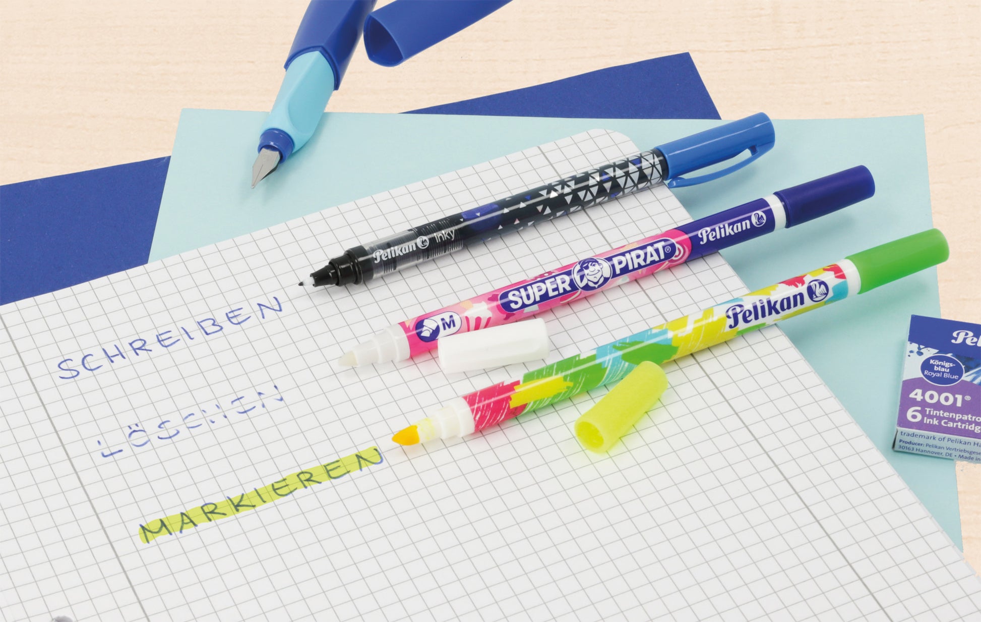 Pelikan Tintenlöscher Super Pirat 850M – Keil – Blau – Display 50 Stk.