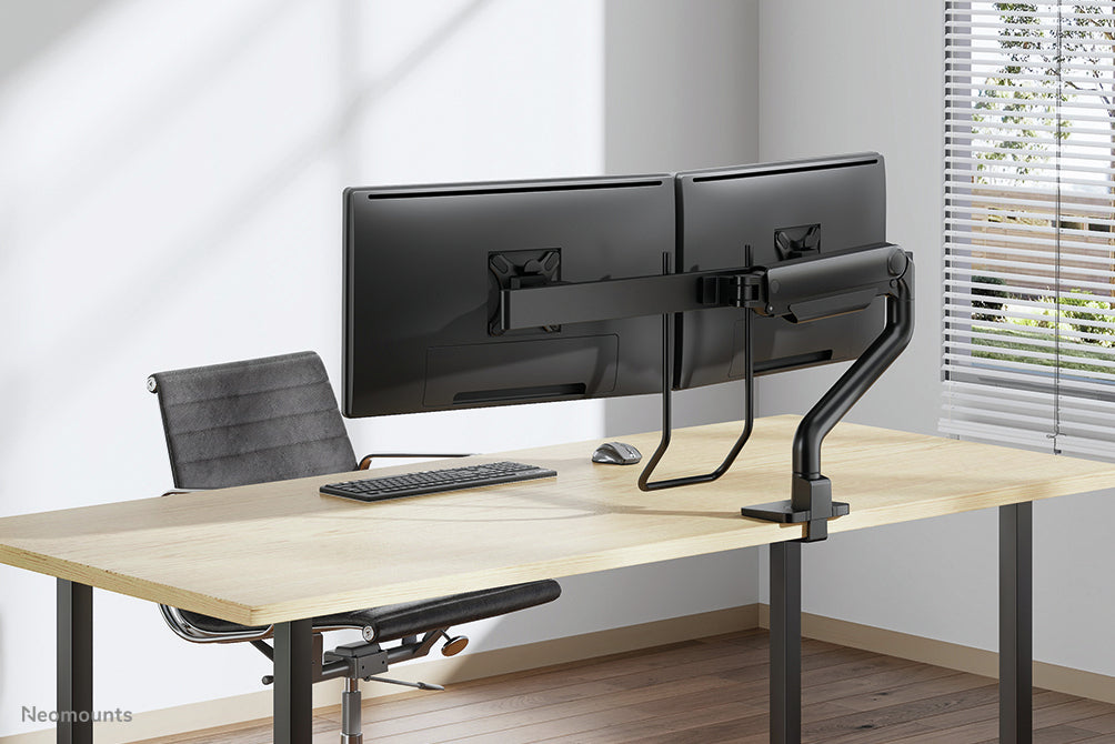 Neomounts DS75S-950BL2 – Tischhalterung, 2 Monitore, bis 27", VESA 75 × 75 mm, 8 kg, neigbar, schwarz