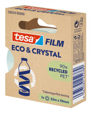 TESA Eco & Crystal Klebefilm klar – 19 mm × 10 m, PET, permanent, 1 Stück