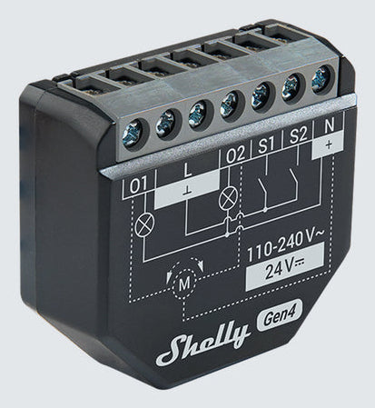 Shelly 2PM Gen4 – Schaltaktor – 2 Kanäle, Leistungsmessung, WLAN/Bluetooth/Zigbee/Matter