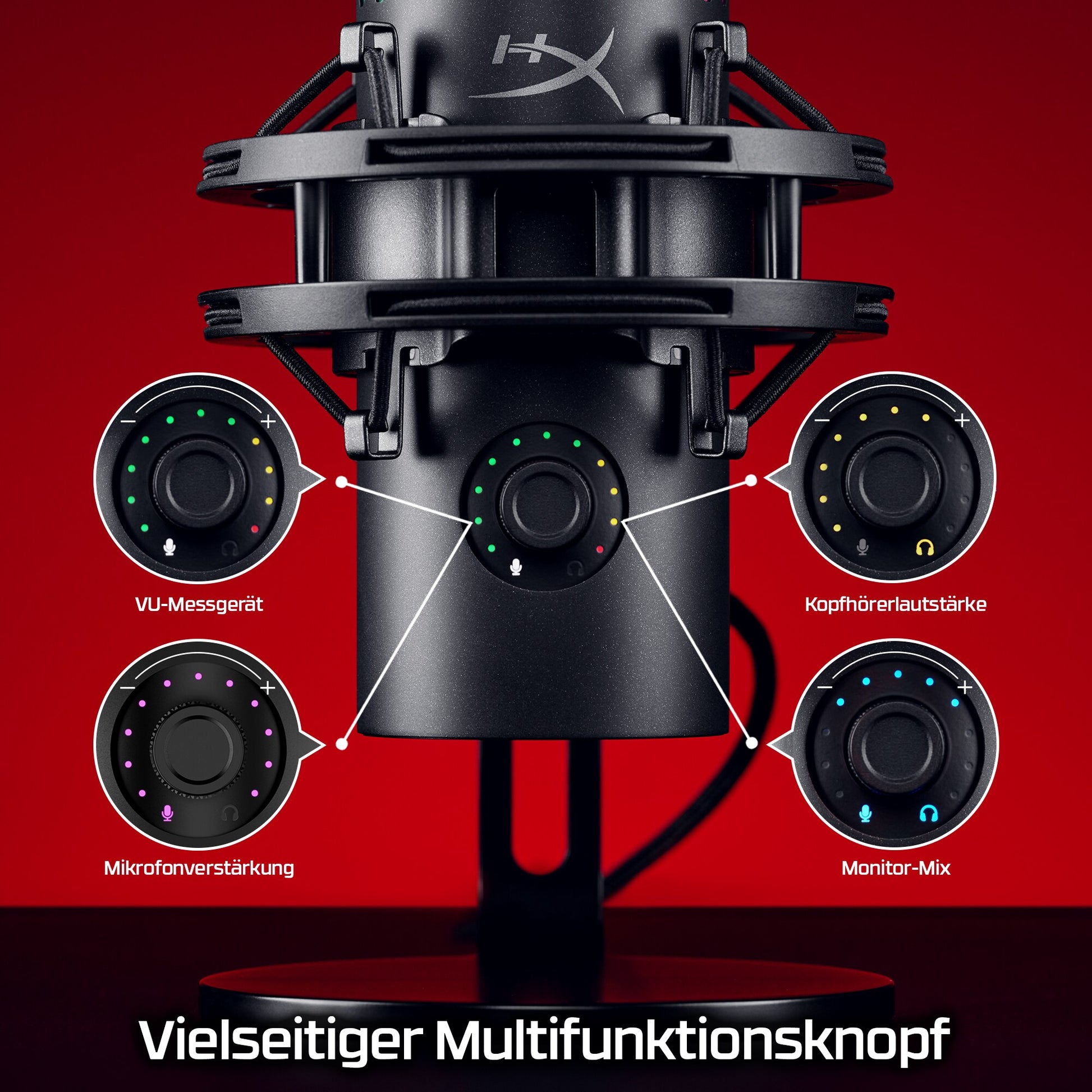 HP QuadCast 2 S – Tischmikrofon – USB, Kabelgebunden, 20–20'000 Hz – Schwarz
