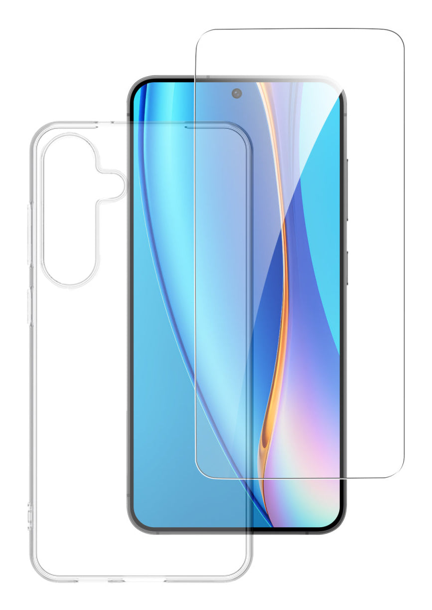 4smarts 360 Protection Set Backcover – für Samsung Galaxy S25+, PC+Gehärtetes Glas, Transparent