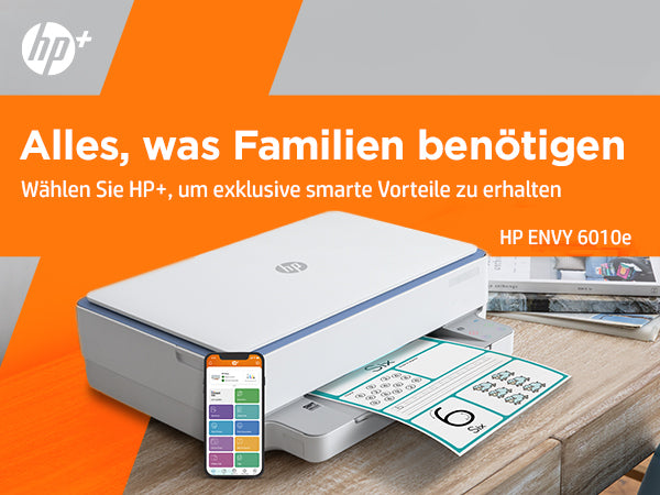 HP ENVY 6010e – Farbtintenstrahl-Multifunktionsdrucker, A4, 4-in-1, Duplex, WLAN, AirPrint, Mopria