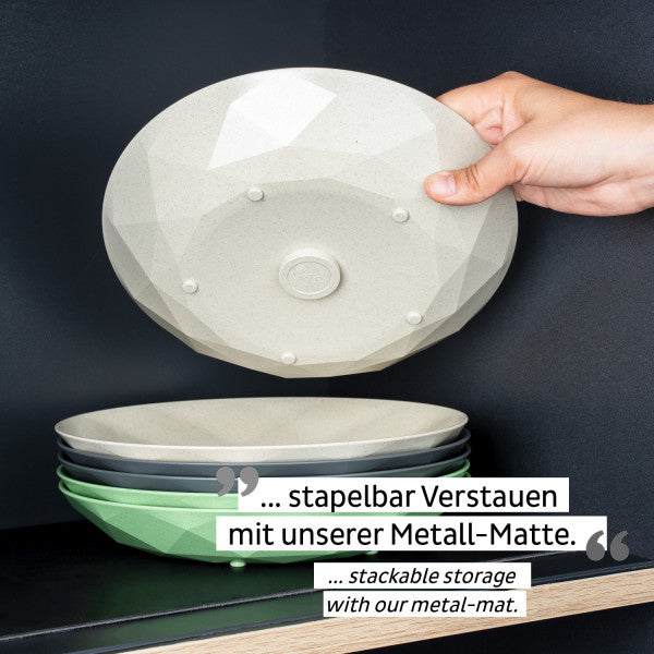 Silwy Frühstücksteller S0TE-1407-2-S – 2er Set, Ø 24 cm, H 3,7 cm, Kunststoff, Beige, stapelbar