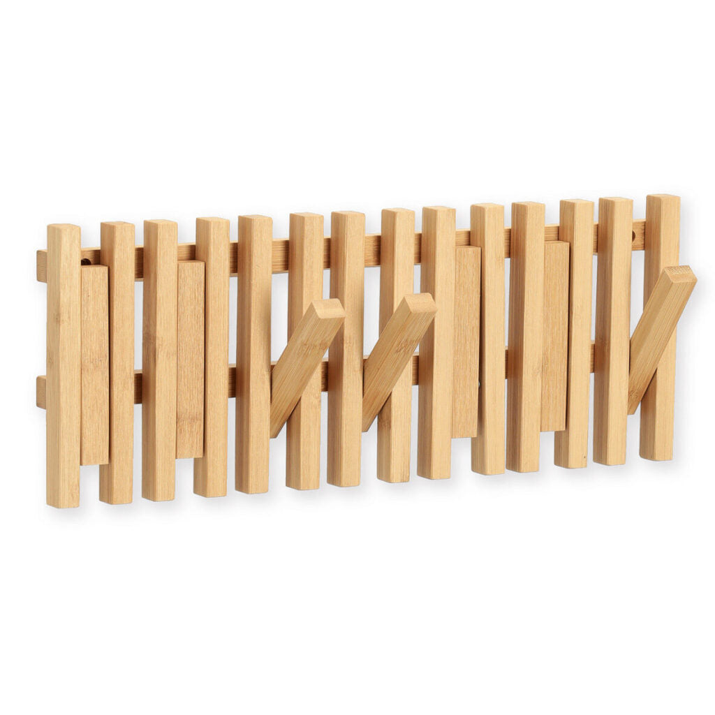 Zeller Present Wandgarderobe – 7 Haken, Bambus, Braun, 41,5 × 3,5 × 16 cm